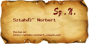 Sztahó Norbert névjegykártya